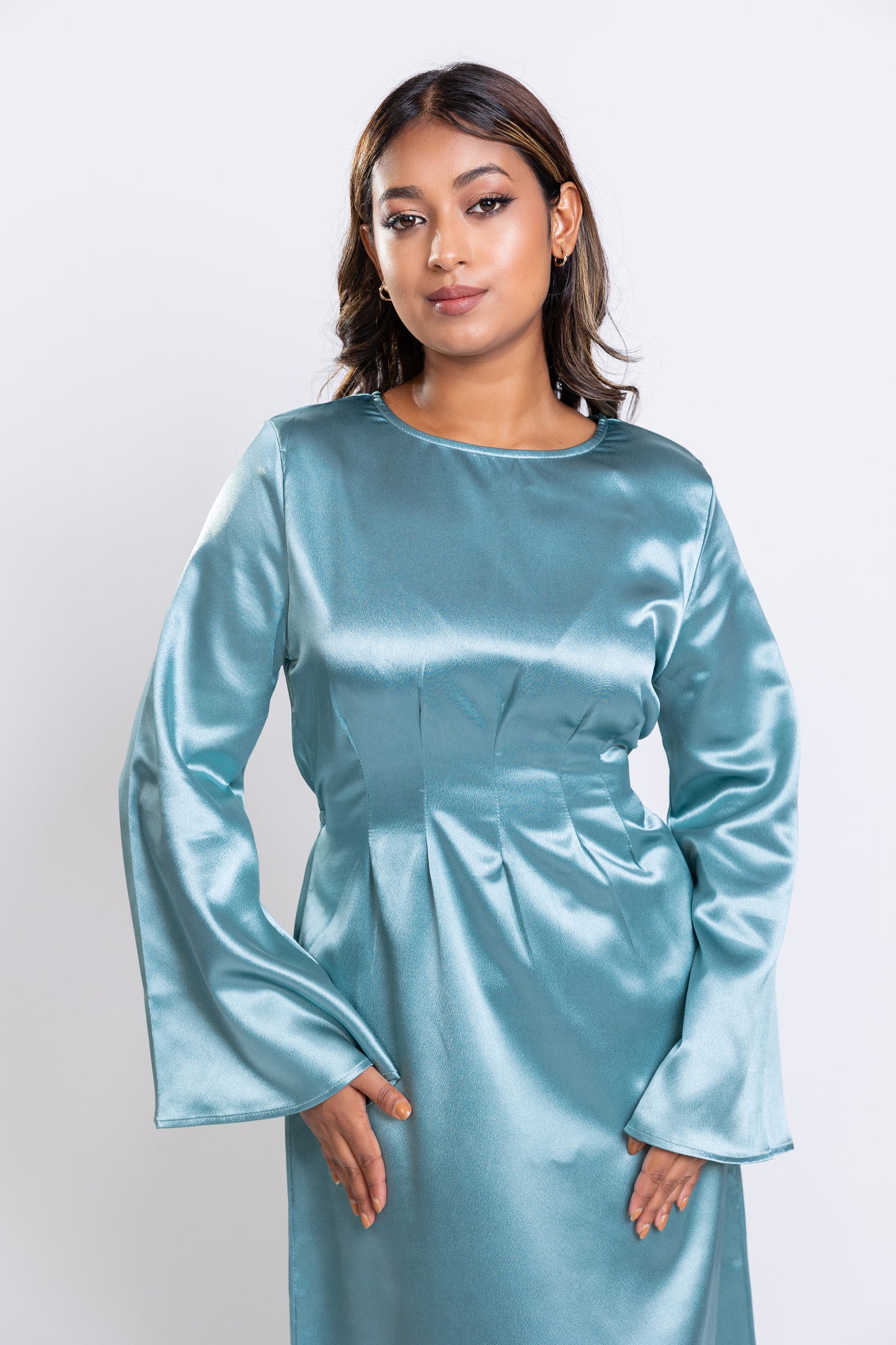 Light Teal Dart-waist Maxi