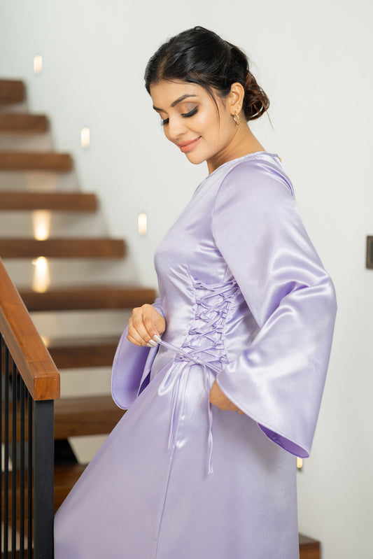 Lilac side-lace maxi dress