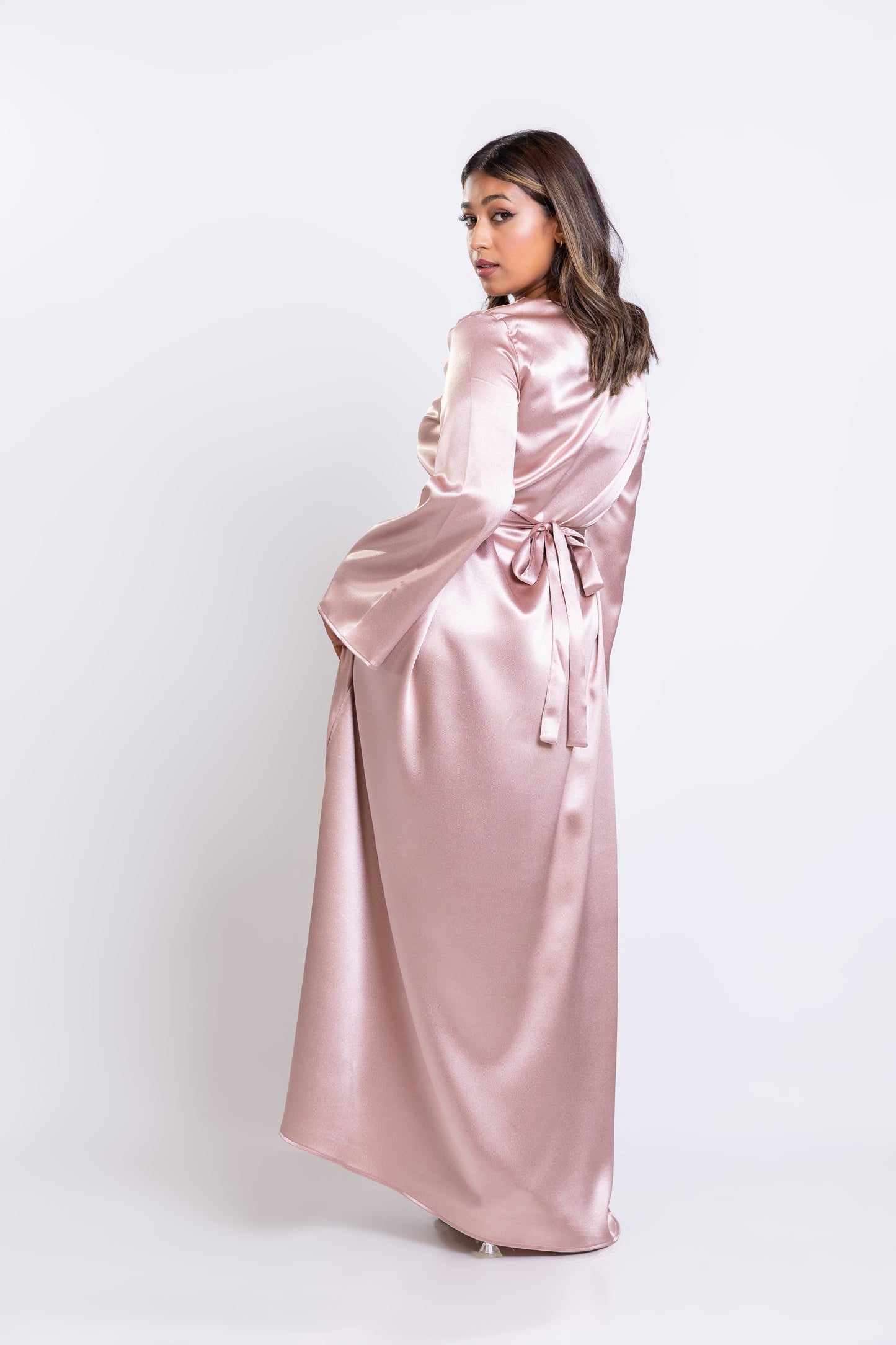 Dusty pink Umbrella-flared maxi