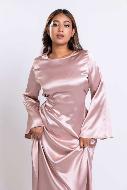 Dusty pink Umbrella-flared maxi