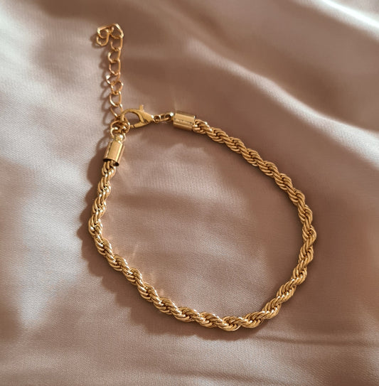 Gold plated rope-twist bracelet