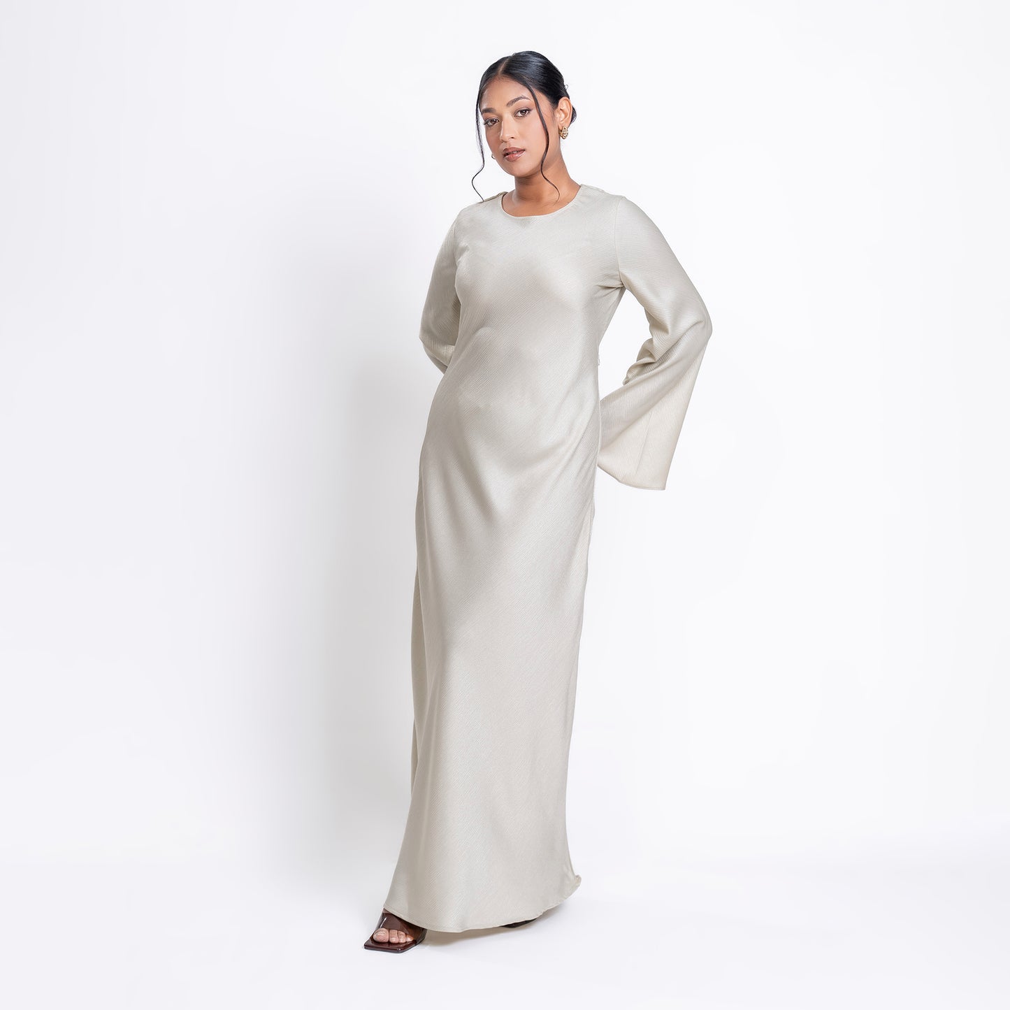 Shimmer Bias Slip Dress- Ivory