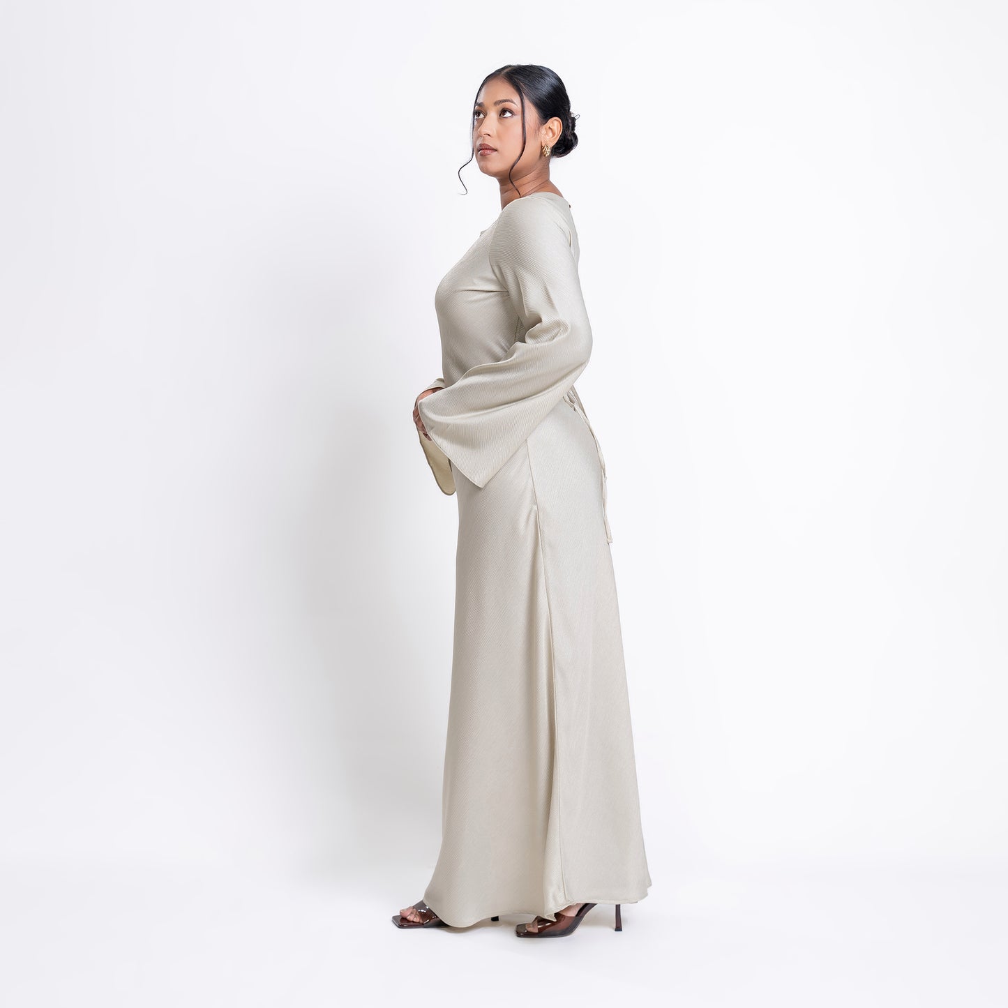 Shimmer Bias Slip Dress- Ivory