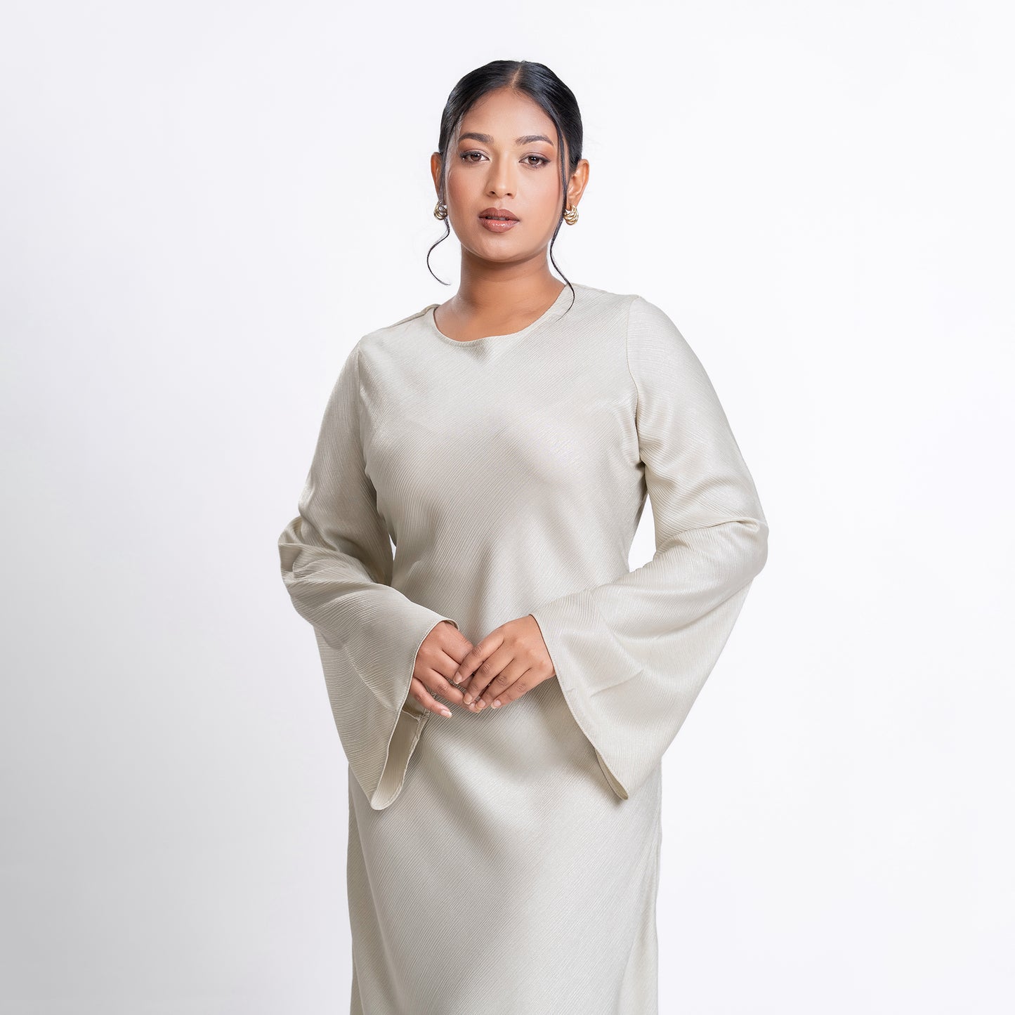 Shimmer Bias Slip Dress- Ivory