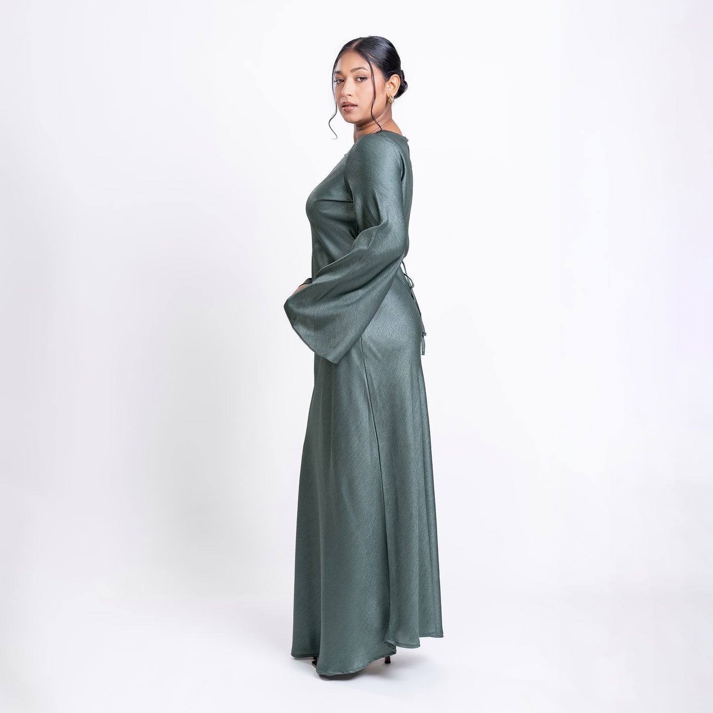 Shimmer Bias Slip Dress- Jade