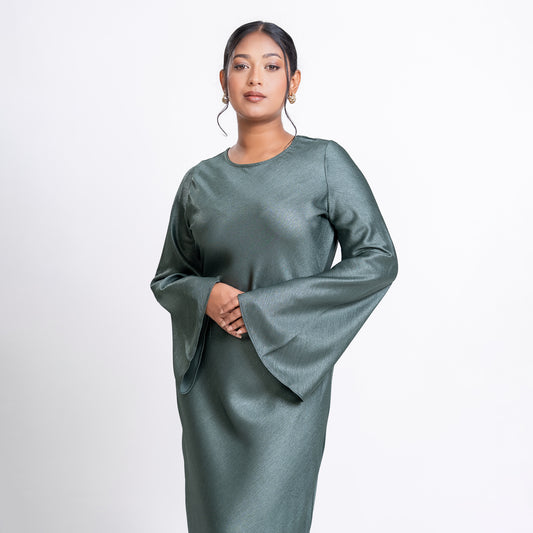 Shimmer Bias Slip Dress- Jade