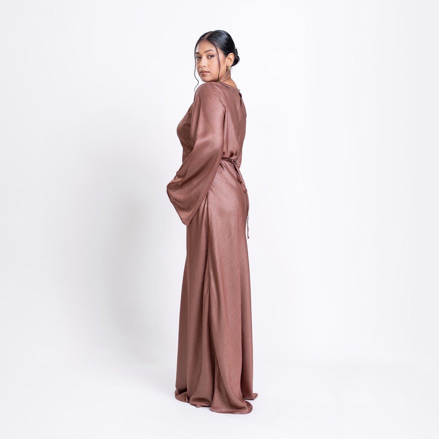 Shimmer Bias Slip Dress- Dusty rose