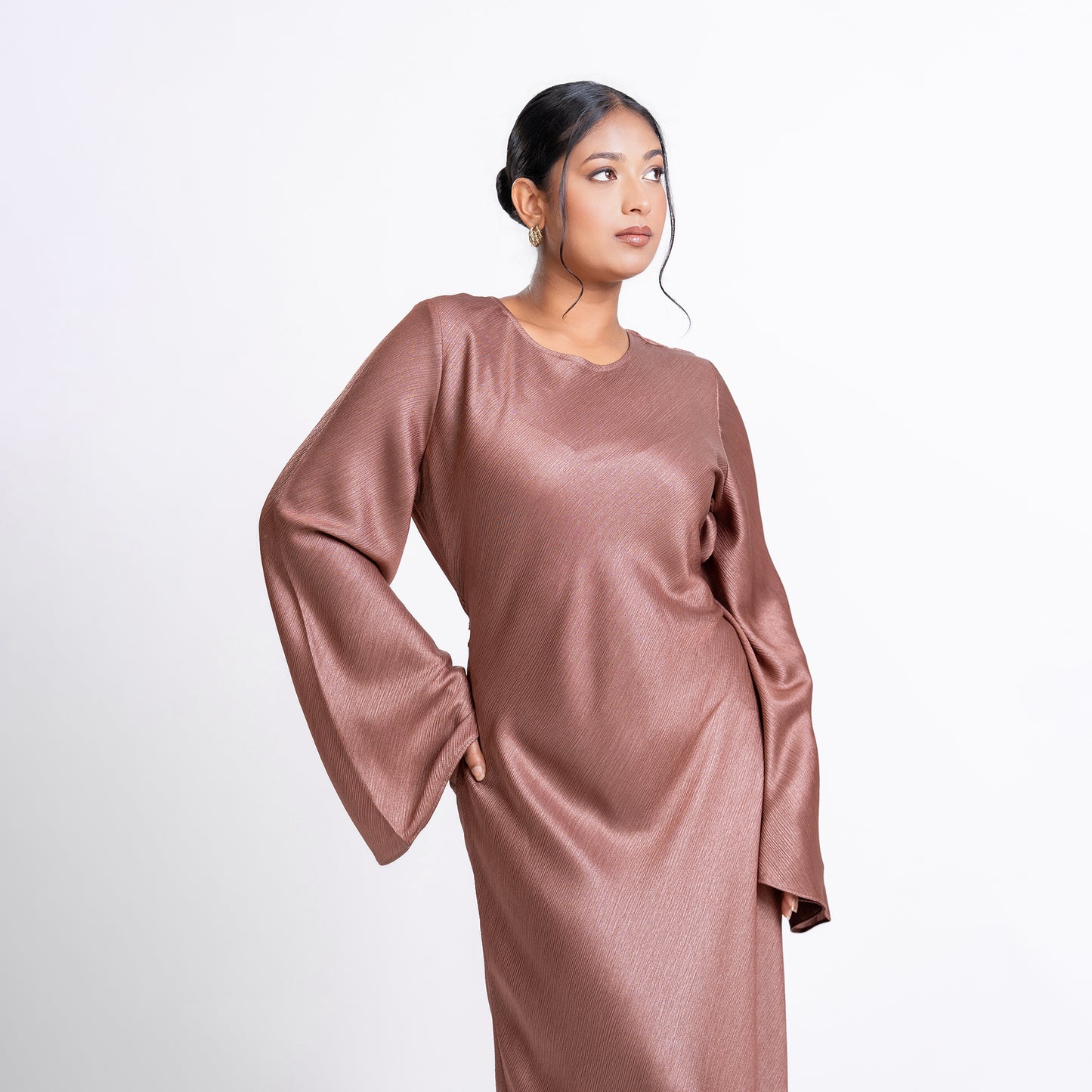 Shimmer Bias Slip Dress- Dusty rose