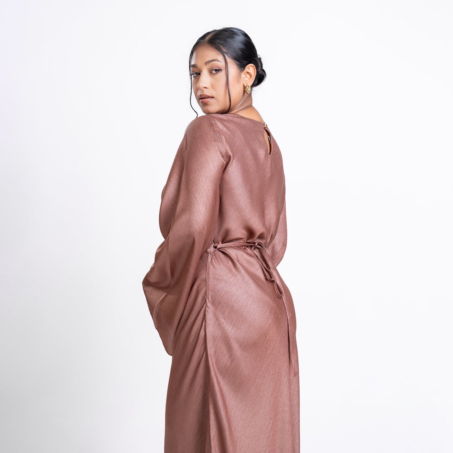 Shimmer Bias Slip Dress- Dusty rose