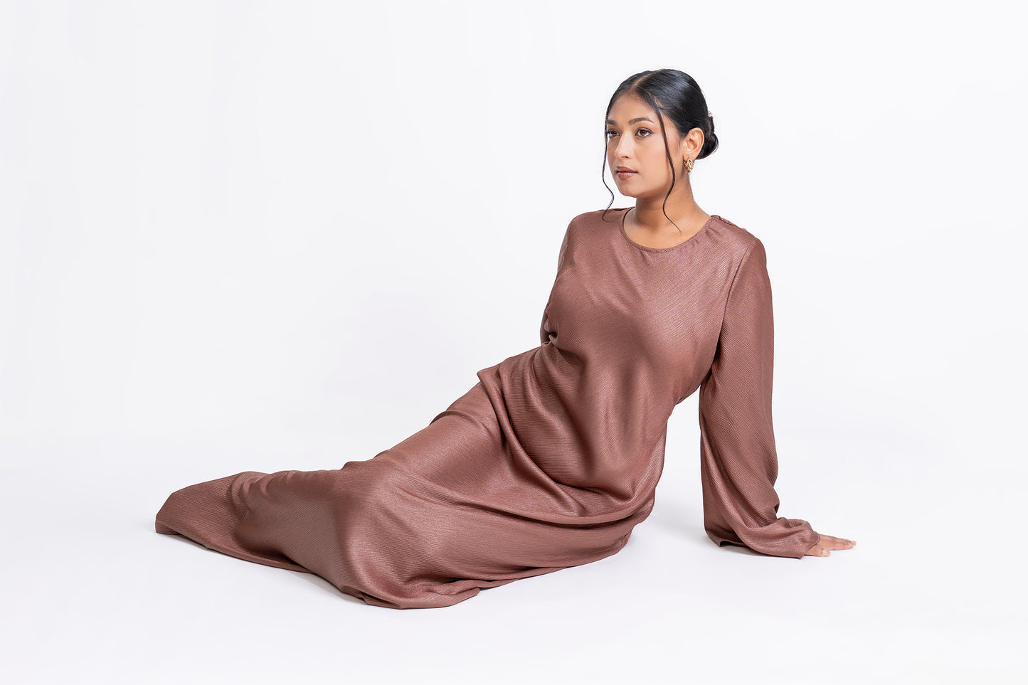 Shimmer Bias Slip Dress- Dusty rose