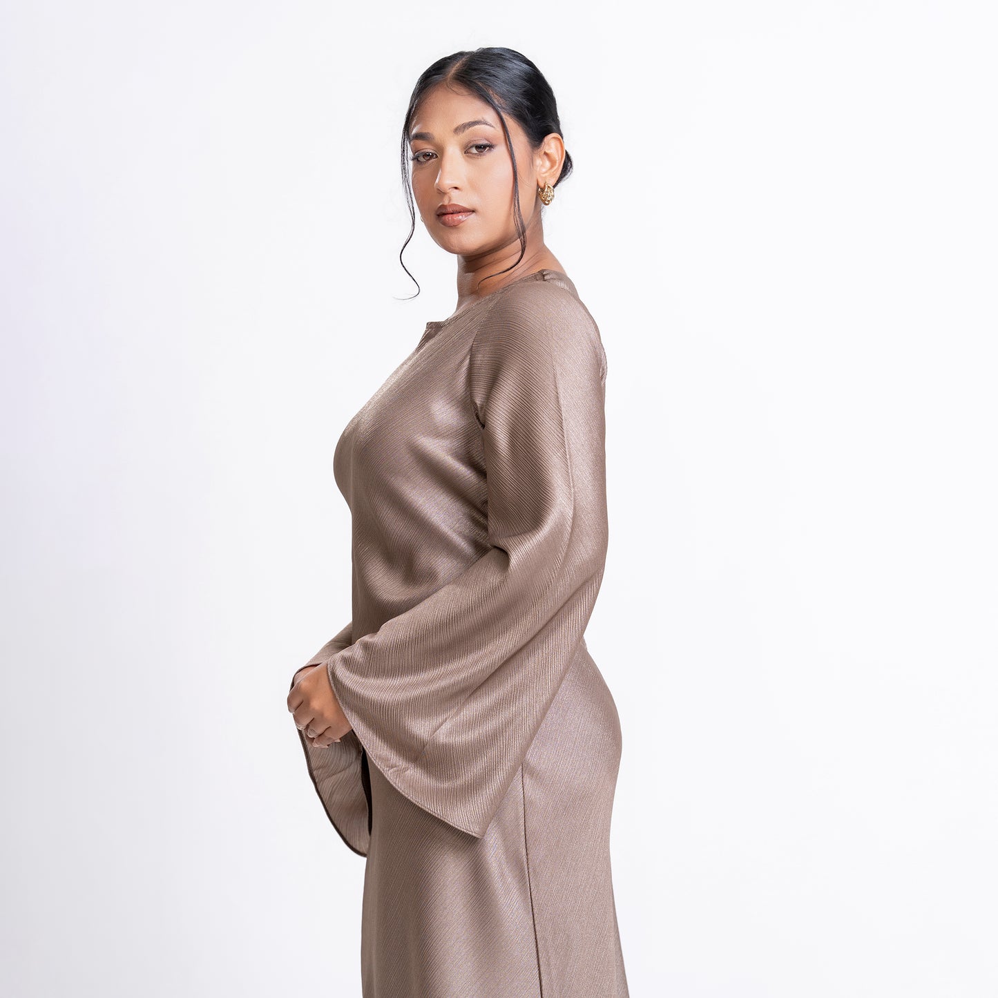 Shimmer Bias Slip Dress- Mink