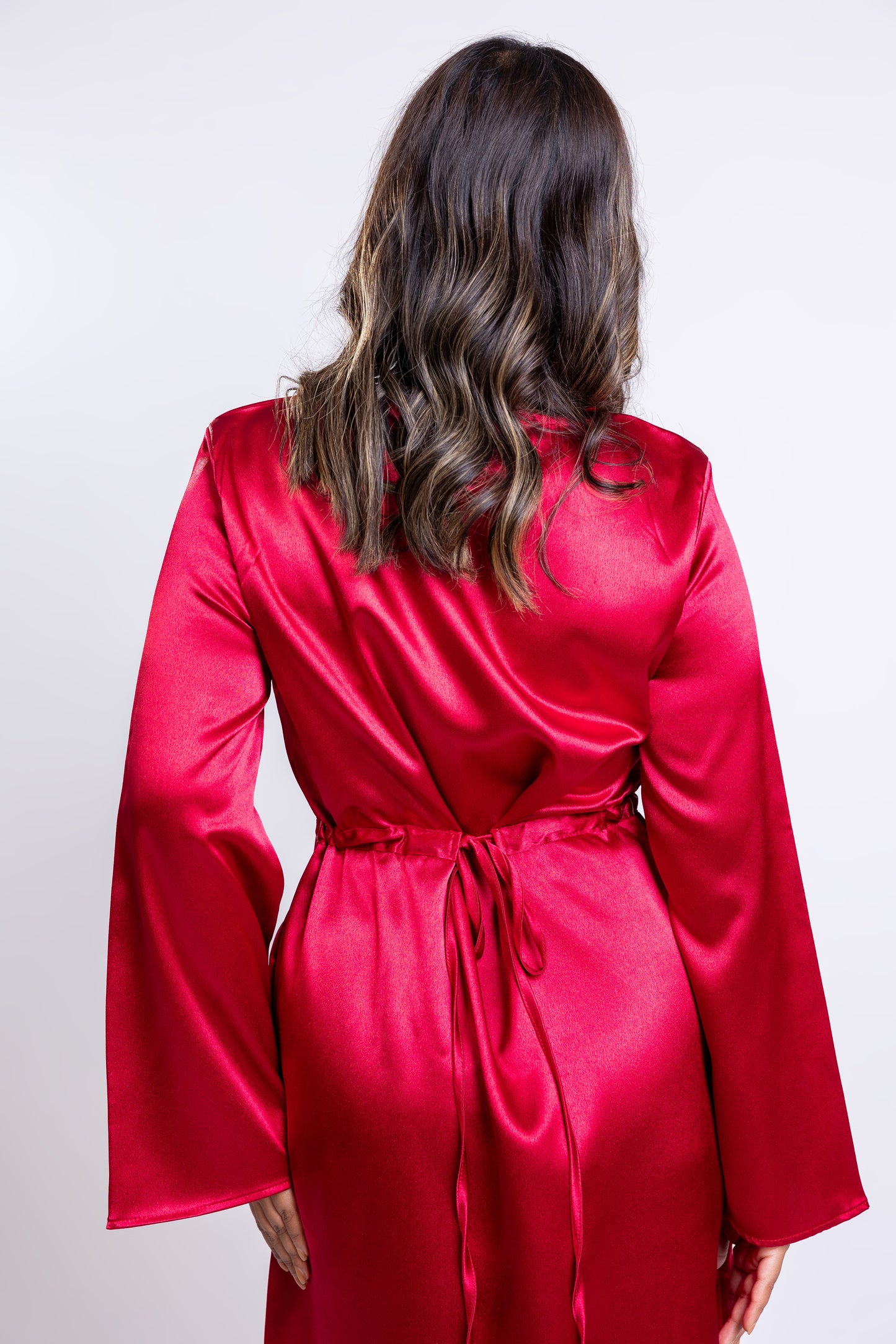 Deep Red Satin Dart-Maxi