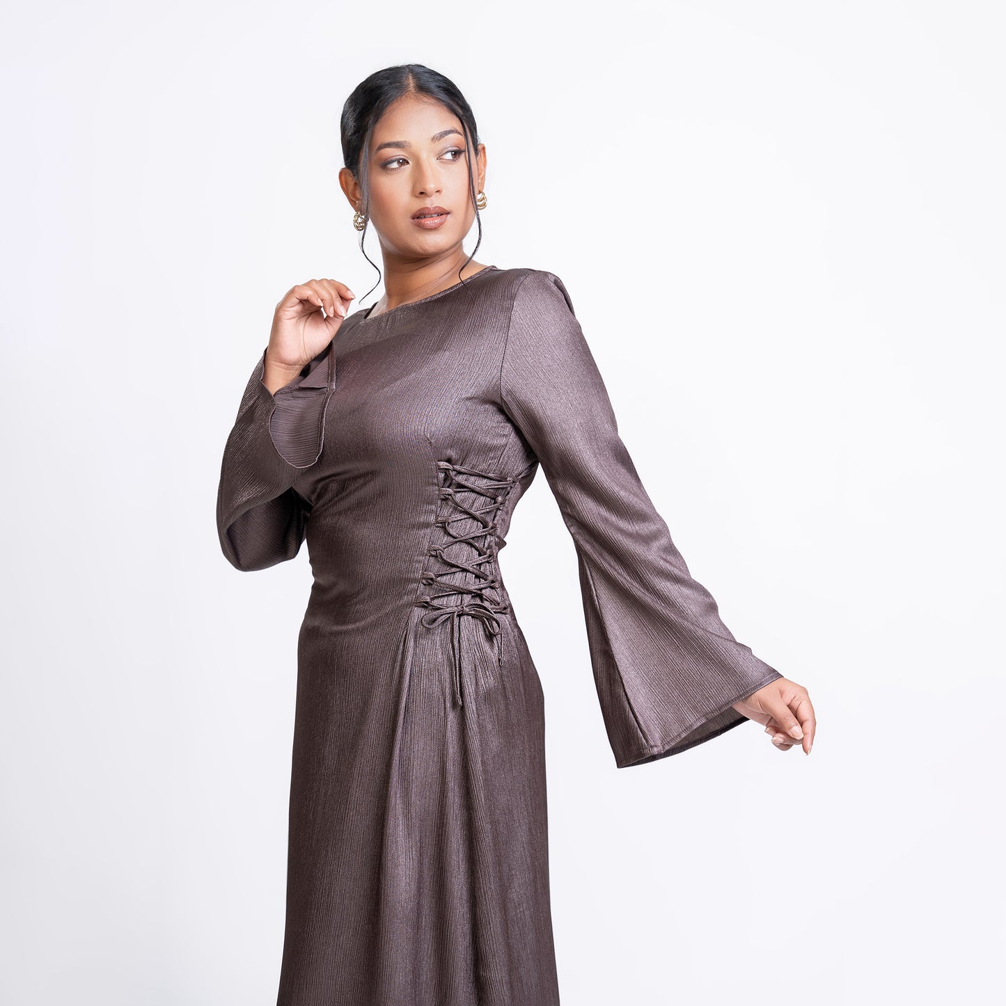 Ash shimmer side-lace maxi