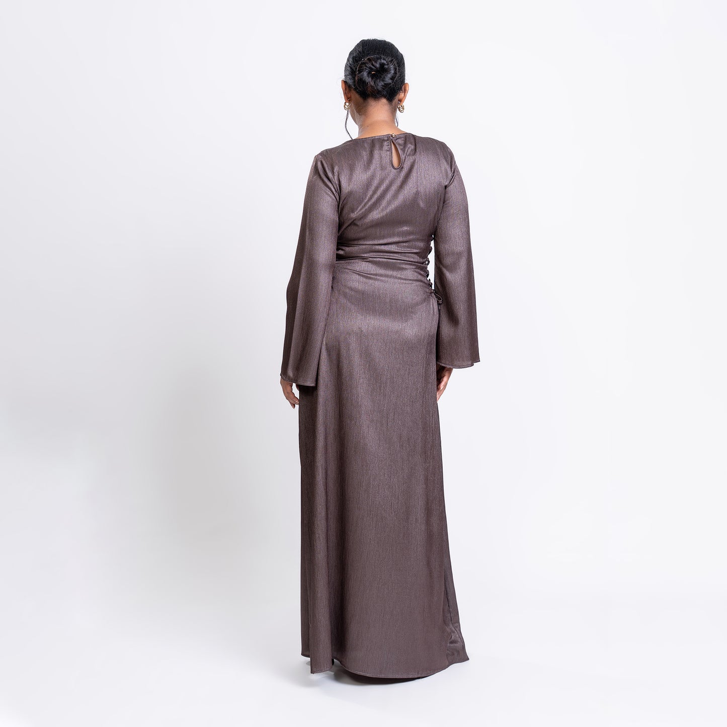 Ash shimmer side-lace maxi