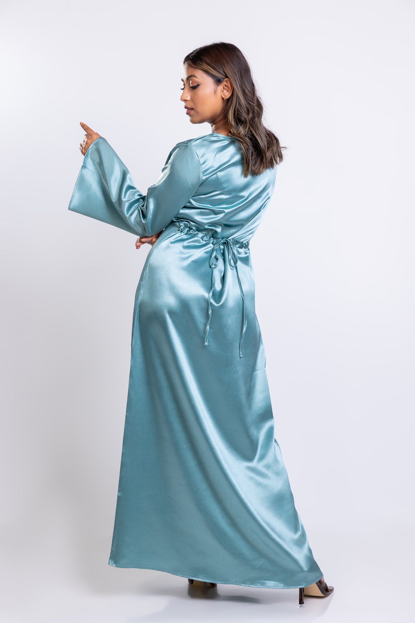 Light Teal Dart-waist Maxi