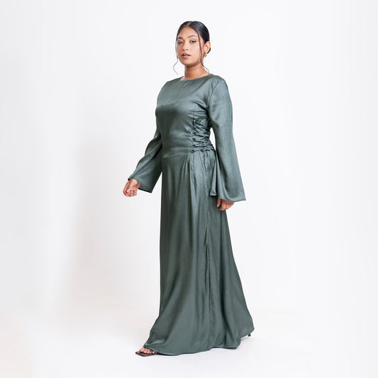 Jade shimmer side-lace maxi