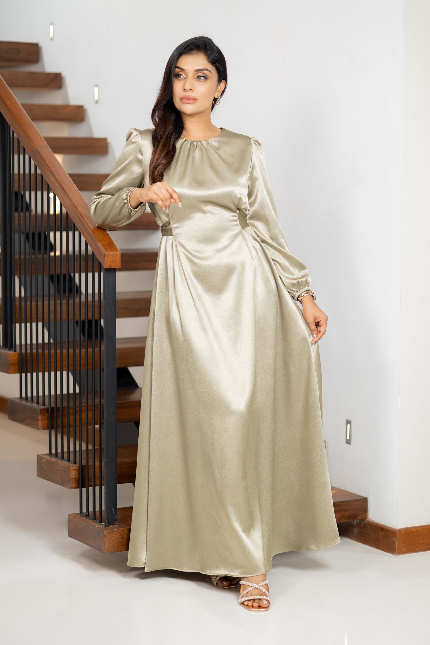 Platinum Olive Tie-waist maxi