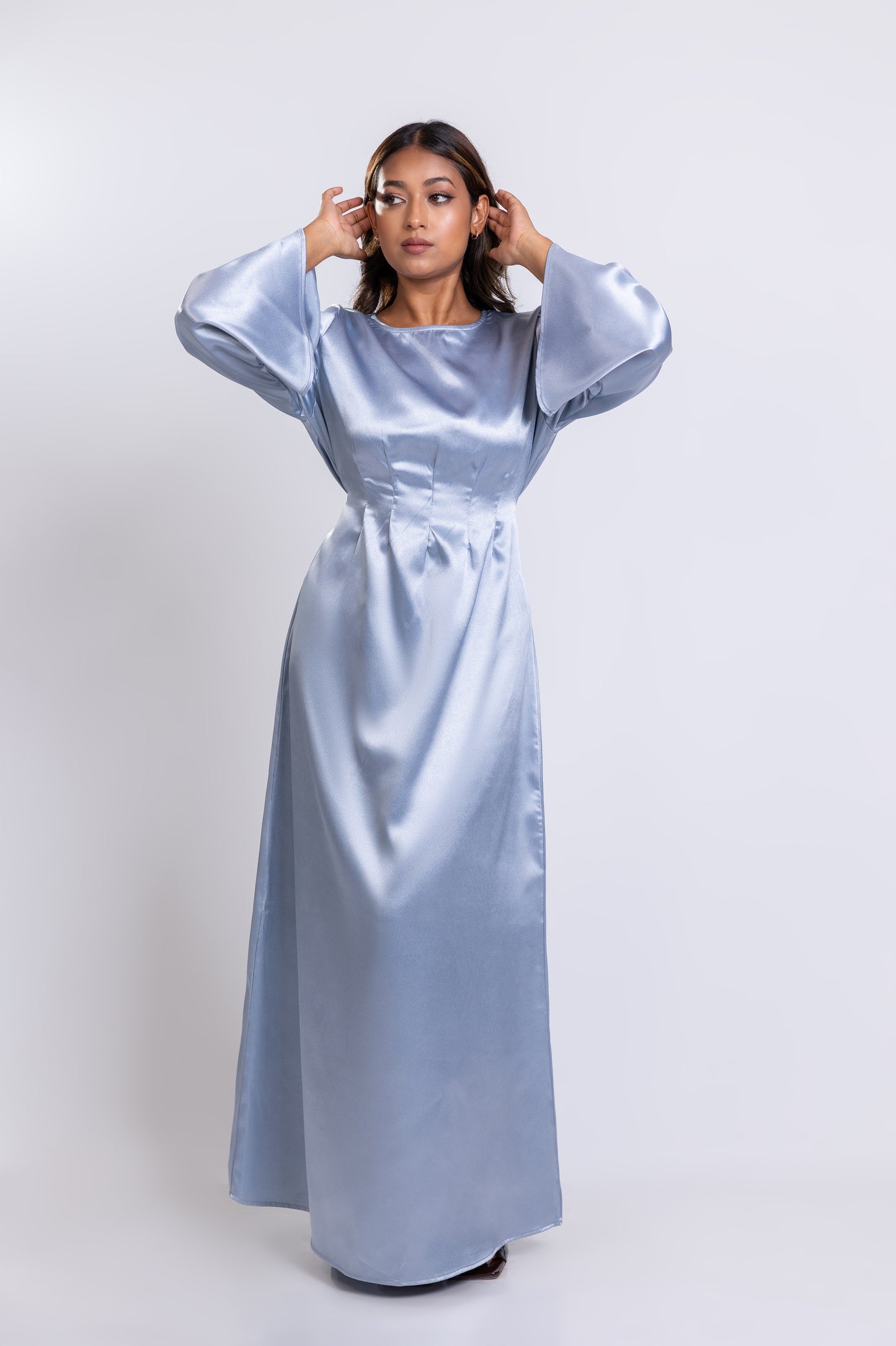 Silvery Satin Dart-Maxi