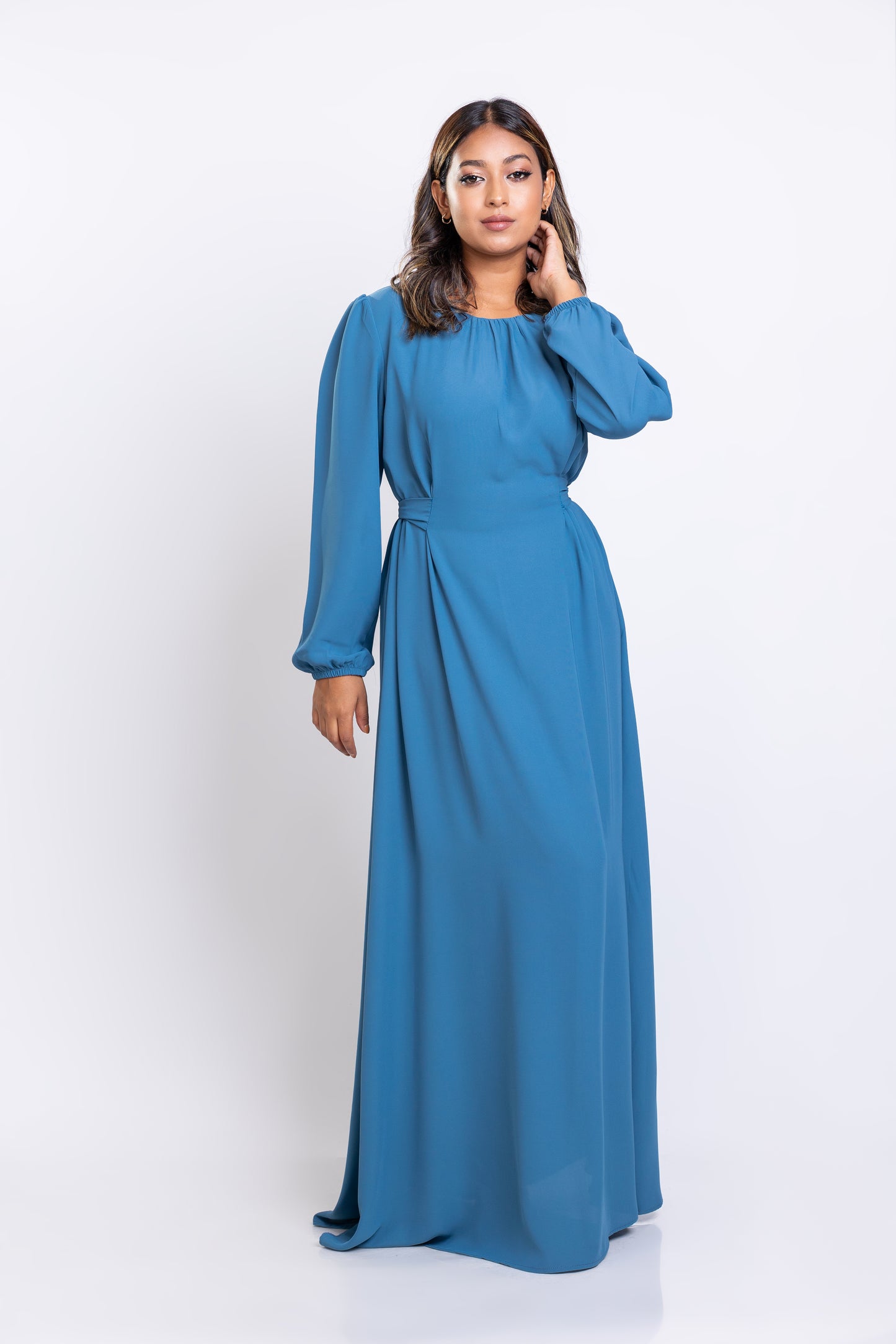 Blue Georgette Tie-waist maxi