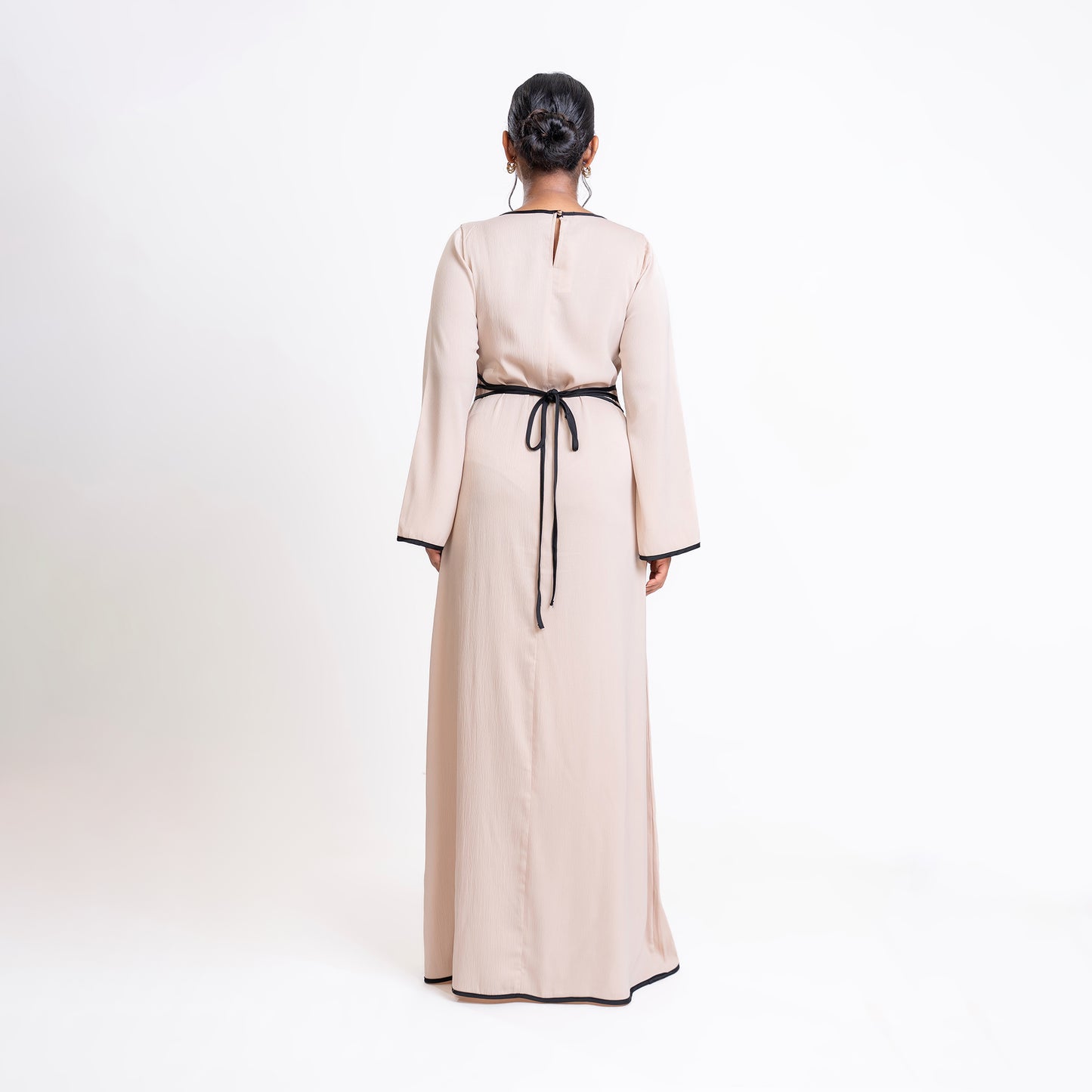 Cream and Black detail Front-lace dress