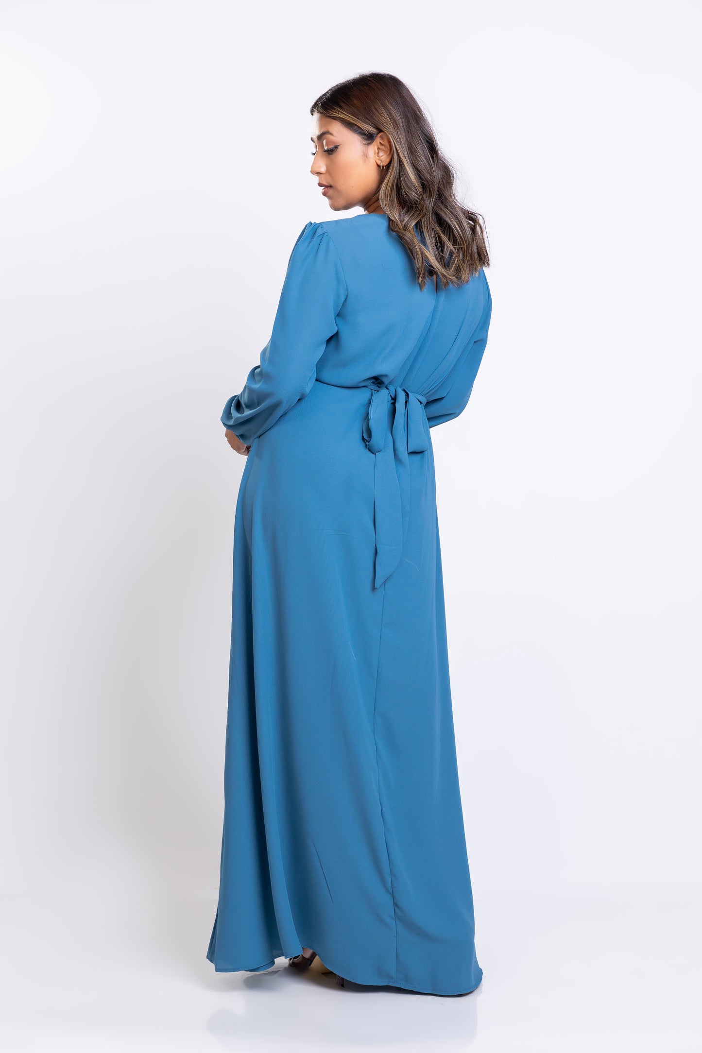 Blue Georgette Tie-waist maxi