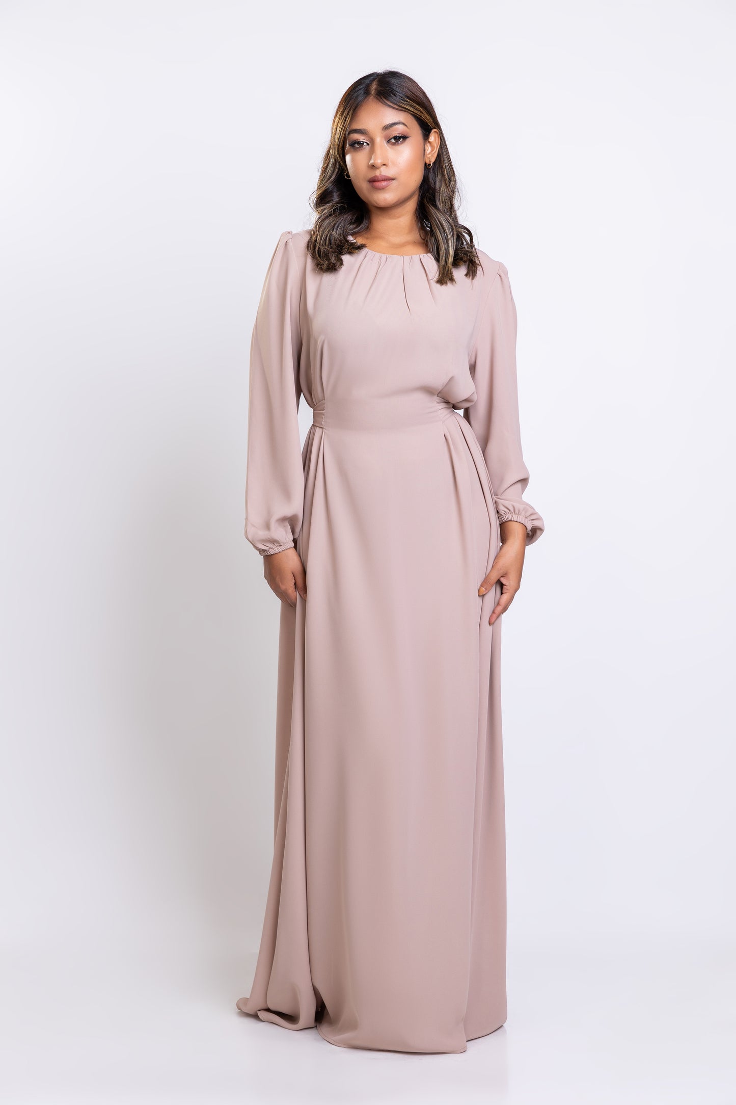 Beige Georgette Tie-waist maxi