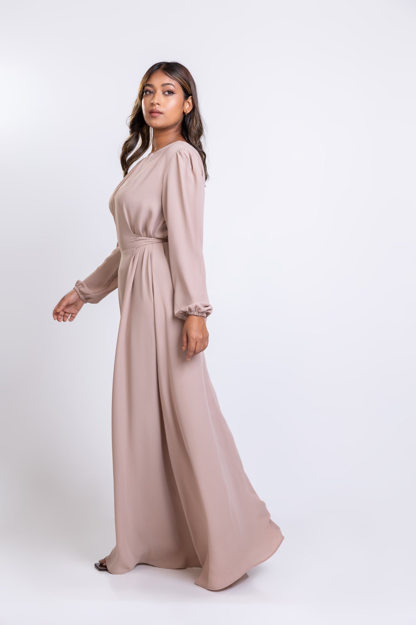 Beige Georgette Tie-waist maxi