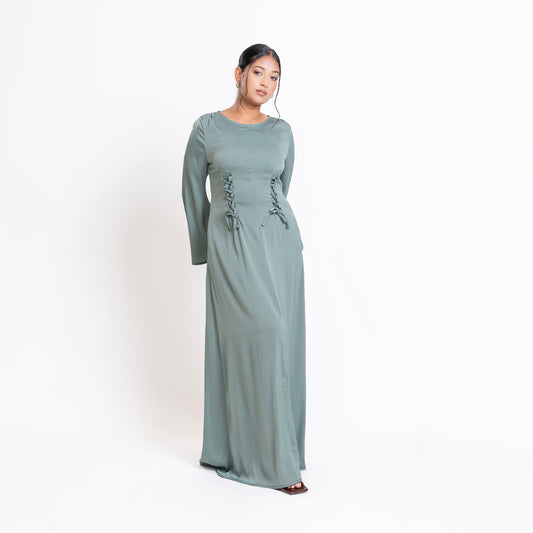 Green Front-lace dress