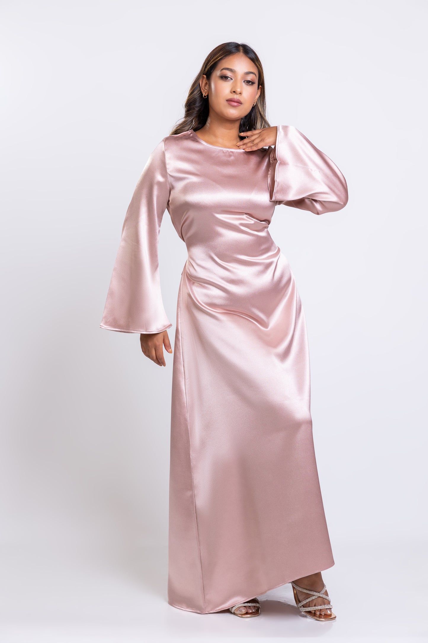 Dusty pink Umbrella-flared maxi