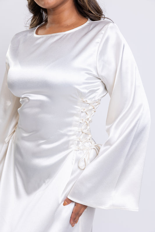 Ivory side-lace maxi dress
