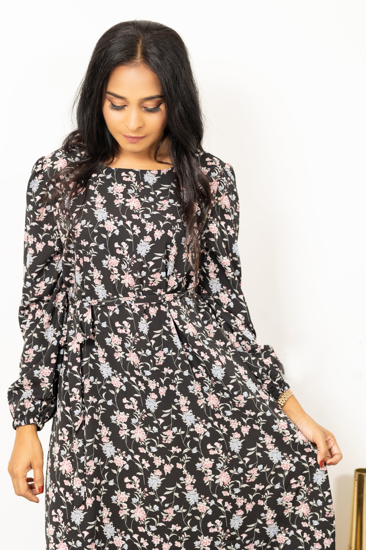 Black floral print maxi